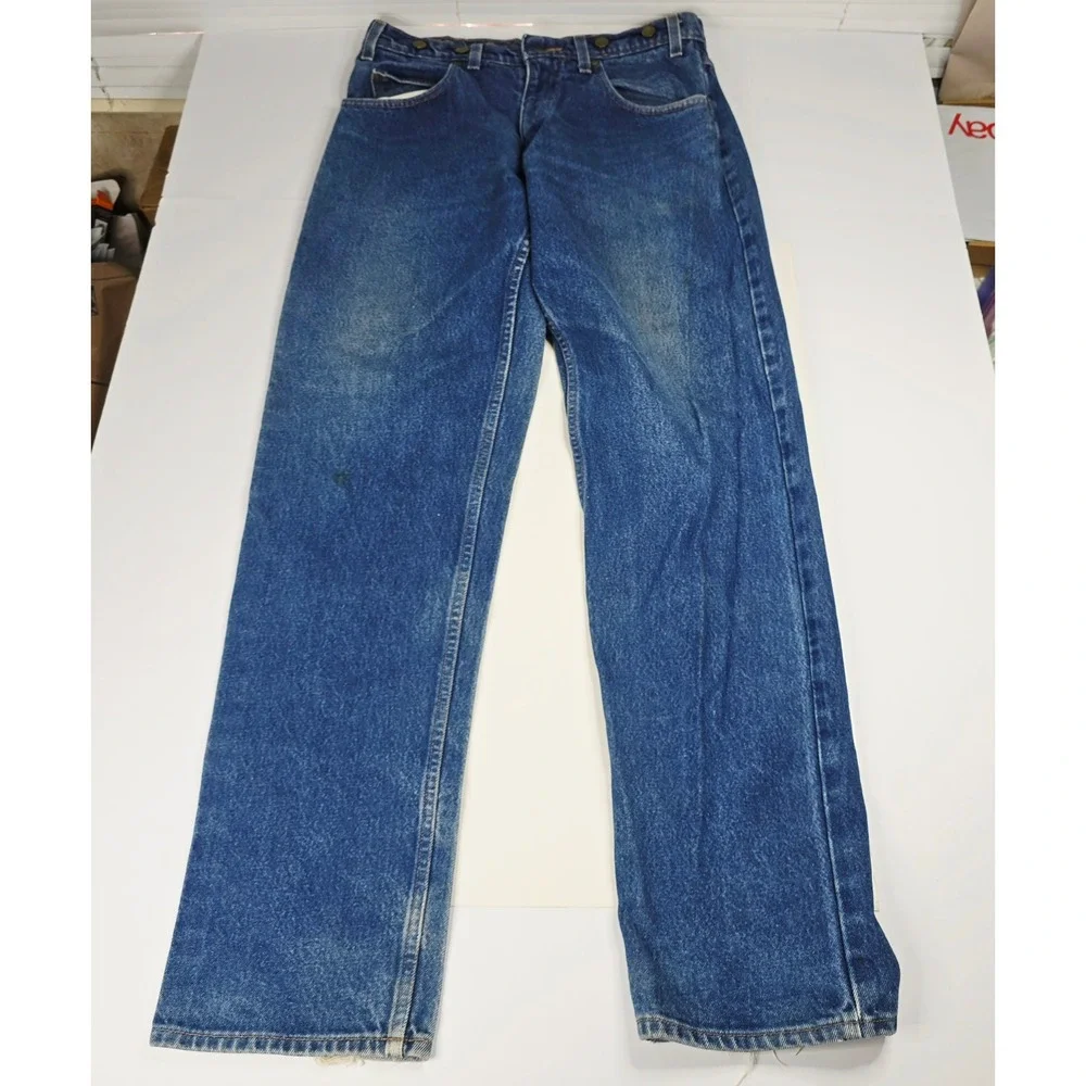 Prison Blues Mens Suspenders Buttons Carpenter Work Jeans Blue 34x36 Made in USA